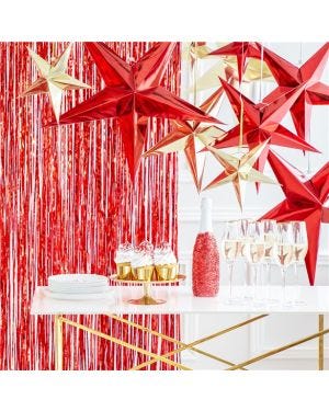Red Paper Star Hanging Decoration - 30cm