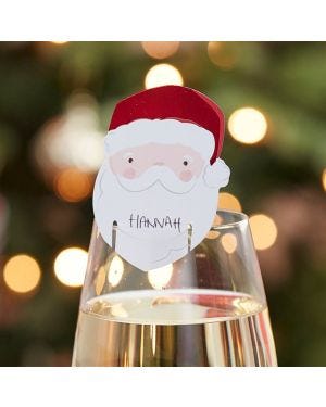 Santa Drink Topper Place Cards - 7.5cm (12pk)