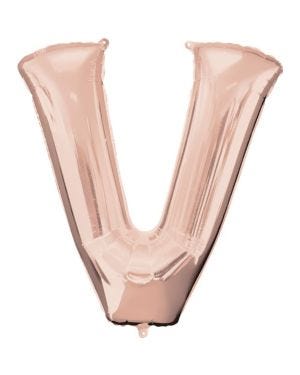 Rose Gold Letter V Air Filled Balloon - 16&quot; Foil