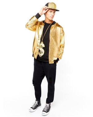 90s Hip Hop Gold Jacket - Adult Costume