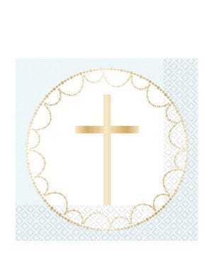 Blue Botanical Cross Napkins - 33cm (20pk)