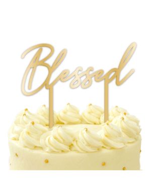 Botanical Celebration Blessed Acrylic Cake Topper