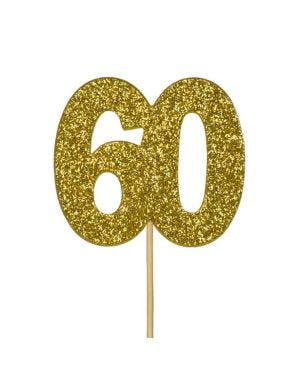 Gold 60 Glitter Cupcake Topper