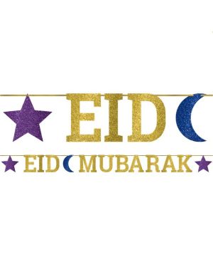 Eid Mubarak Glitter Paper Banner - 3.65m