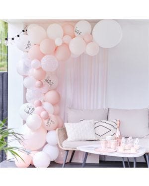 Future Mrs Pink Mix Latex Balloon Arch With Streamers - 55 Balloons