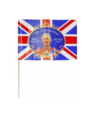 King Charles III Coronation Hand Waving Flags - 30cm x 20cm (4pk)