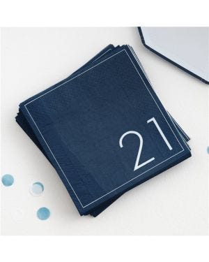 Mix It Up Blue 21st Paper Napkins - 33cm (16pk)