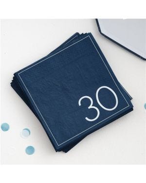 Mix It Up Blue 30th Paper Napkins - 33cm (16pk)