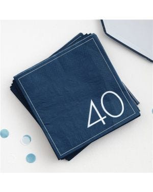 Mix It Up Blue 40th Paper Napkins - 33cm (16pk)