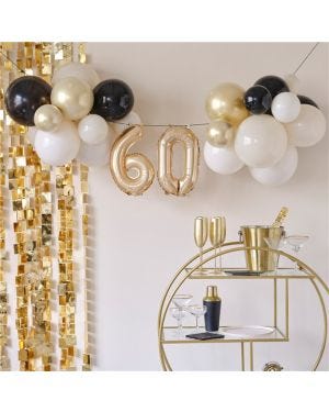 Champagne Noir 60th Balloon Bunting Kit
