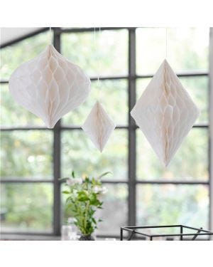 Contemporary Wedding White Honeycomb  Decorations (3pk)