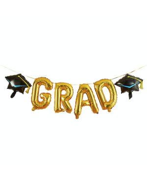 Graduation Hats Gold Balloon Garland - 16&quot; Foils