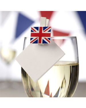 Union Jack Glass Decorations - Mini Wooden Pegs (20pk)