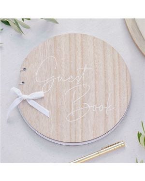 Secret Garden Round Wooden Guest Book
