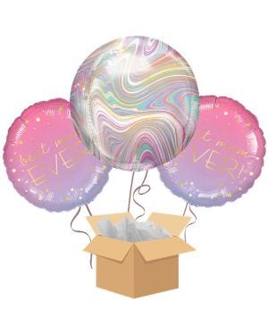 Ombre Best Mum Ever &amp; Orbz Balloon Bouquet - Delivered Inflated