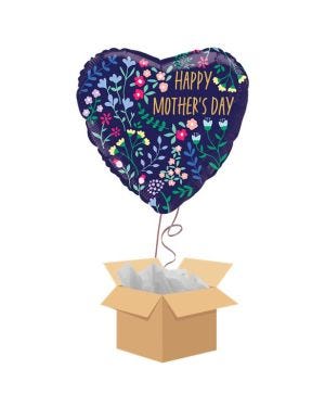 Mother&#039;s Day Floral Heart Balloon - Delivered Inflated