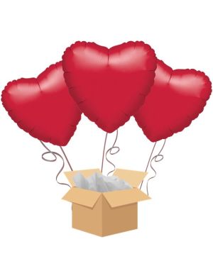 Red Hearts Balloon Bouquet - Delivered Inflated