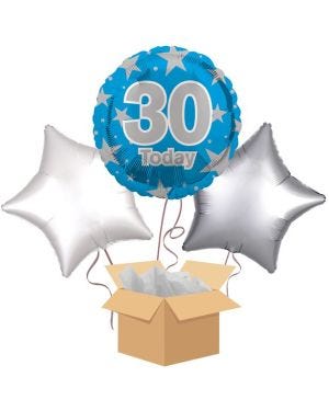 30 Today Blue Balloon Bouquet - Delivered Inflated