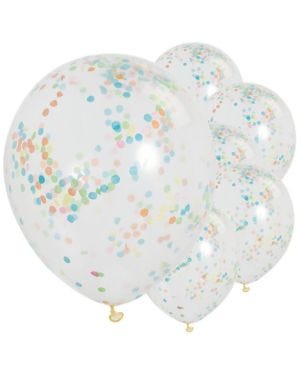 Multi Coloured Confetti Balloons - 12&quot; Latex (6pk)