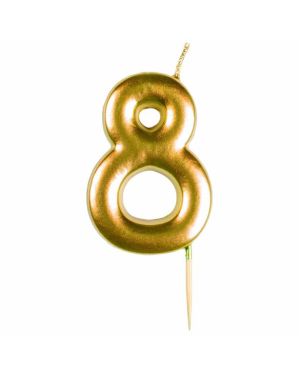 Number 8 Gold Candle