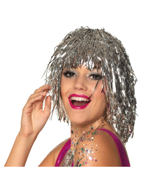 Silver Tinsel Wig