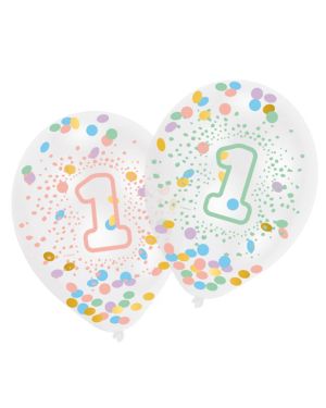 Pastel Rainbow 1st Birthday Confetti Balloons - 11&quot; (6pk)