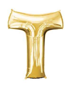 Gold Letter T Balloon - 34&quot; Foil