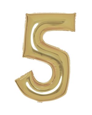 Number 5 White Gold Foil Balloon - 34&quot;