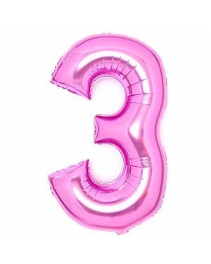 Number 3 Pink Foil Balloon - 34&quot;