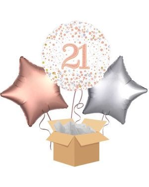 21 Sparkling Fizz Balloon Bouquet - Delivered Inflated