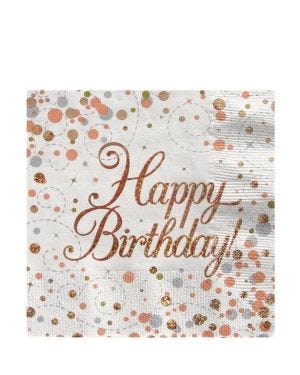 Sparking Fizz Happy Birthday Napkin - 33cm x 33cm (16pk)