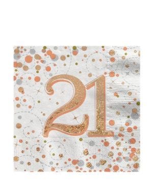 Sparkling Fizz Happy 21st Birthday Napkins - 33cm (16pk)