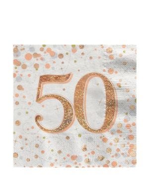 Sparkling Fizz Gold Happy 50th Birthday Napkins - 33cm (16pk)