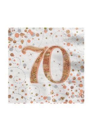 Sparkling Fizz Gold Happy 70th Birthday Napkins - 33cm (16pk)