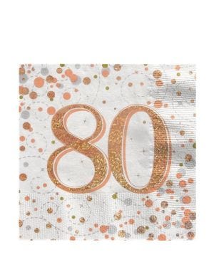 Sparking Fizz Gold Happy 80th Birthday Napkins - 33cm (16pk)