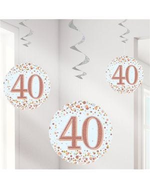 Sparkling Fizz 40th Hanging Swirls (6pk)