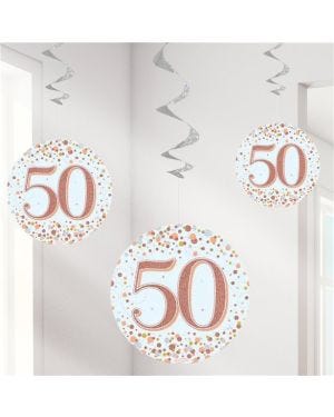 Sparkling Fizz 50th Hanging Swirls (6pk)