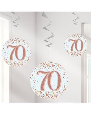 Sparkling Fizz 70th Hanging Swirls (6pk)
