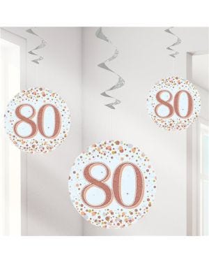 Sparkling Fizz 80th Hanging Swirls (6pk)
