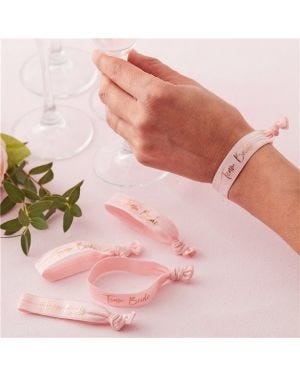 Floral Hen Party &#039;Team Bride&#039; Rose Gold Foiled Wristbands (5pk)