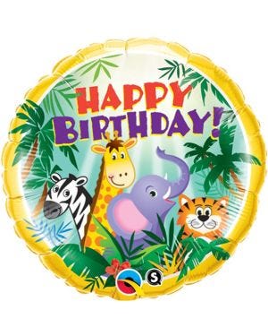 Happy Birthday Jungle Friends Balloon - 18&quot; Foil