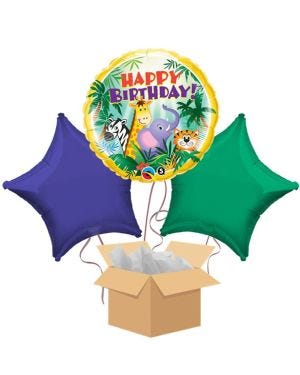 Jungle Happy Birthday Balloon Bouquet - Delivered Inflated