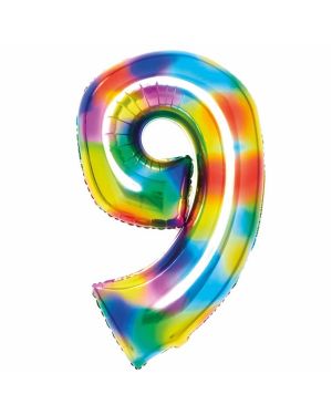 Rainbow Foil Number Balloon - 34&quot;