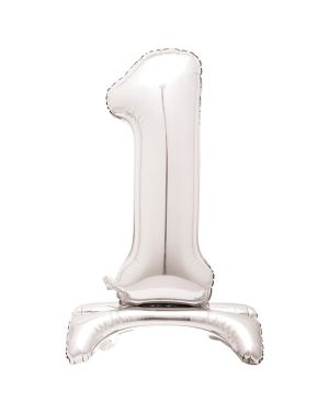 Silver Standing Number Balloons - 30&quot; Air Fill