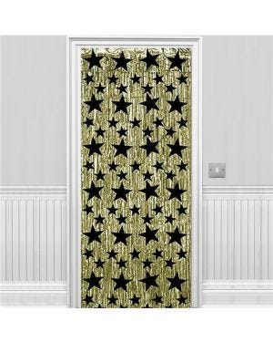Gold with Black Stars Metallic Foil Curtain - 2.4m