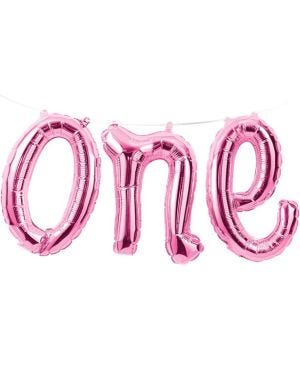 Age One Pink Phrase Balloon Bunting - 12&quot; Foil