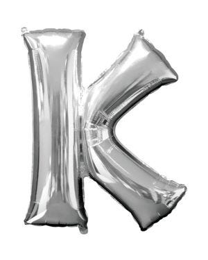 Silver Letter K Balloon - 16&quot; Foil