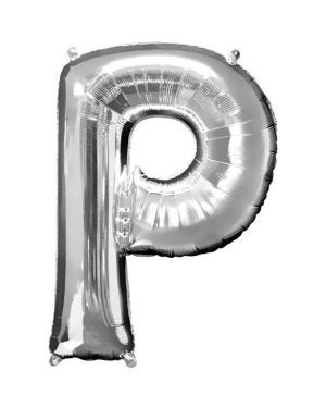 Silver Letter P Balloon - 16&quot; Foil