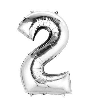 Silver Number 2 Balloon - 16&quot; Foil