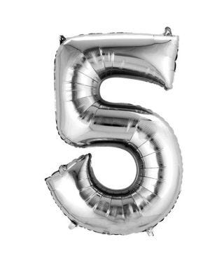 Silver Foil Number Balloons - 16&quot; Air Fill